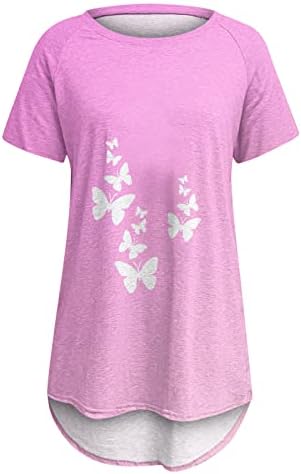 Ljubičaste košulje za žene vintage leptir grafike tee casual predimenzionirane bluze protočne ljetne tunike za gamaše