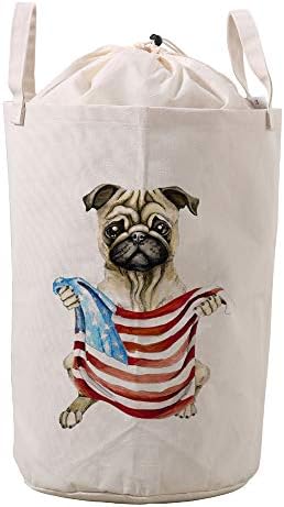 Košara za rublje košara za prljavu odjeću vodootporna torba za organizatore za pohranu pas američke zastave retro Kućni dekor