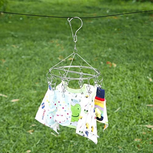 Sušilica za čarape s 20 kopči za donje rublje, dječju odjeću i male predmete za pranje, rotirajuća sušilica od nehrđajućeg čelika,