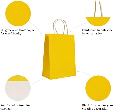 Žuta Kraft papirnata vrećica s ručkama 5. 8 93 8. 3 6 kom poklon vrećice male poslovne torbe za kupnju Dječji tuš maloprodajne trgovine