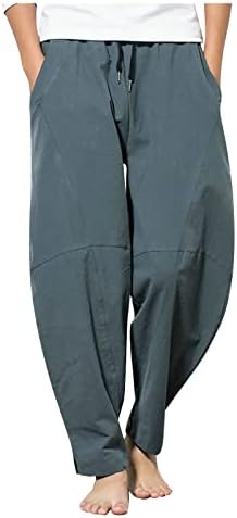 Split Lounges hlače muški planinarenje proširivi struka hlača ripstop laneno gležanj Fall Fit Ravna noga Čvrsta boja