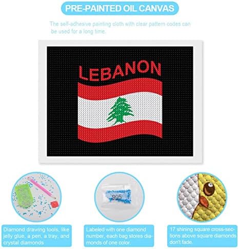 Zastava Libanon Diamond Painting Kits 5d DIY FULL DRILL RINESTONE Umjetnost zida za odrasle 12 x16