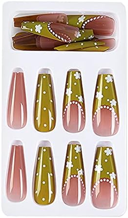 Set alata za nokte s rhinestones noktima s dizajnom 3ech 24pcs cvijet ljubavi s ljepilom nokti lažni 2ml i lažni za žene duge naljepnice