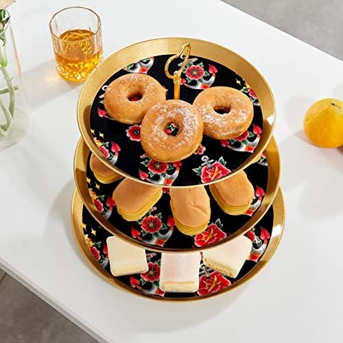 3-komadića postavljena stalci za torte, sidra s cvijećem plastični držač kolača s slatkišima voćni desert zaslon za vjenčani rođendan
