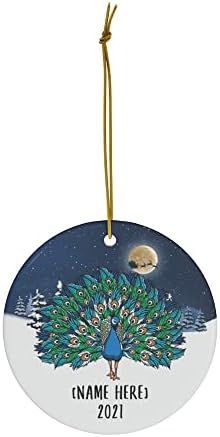 Prekrasni ukrasi pauna za 2023. božićno drvce Personalizirani naziv Darovi 2024 Nova godina ukrasa Bijeli krug