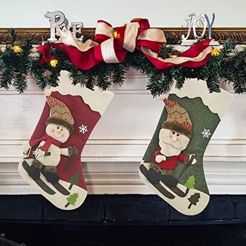 Božićna čarapa Velika božićna čarapa Dekoracija Djeda Snowman jelena čarapa Božićna ukrasa i zabava za zabavu drvene kuglice vijenac