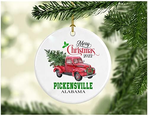 Božićni ukras Stablo Sretan Božić 2022 Pickensville Alabama Ornament Smiješan poklon Božićni odmor kao obitelj Prilično rustikalni