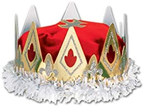 Tijare s kraljevskom krunom od 3 komada za Mardi Gras tematsku zabavu, Crvena / Zlatna / Srebrna/ bijela