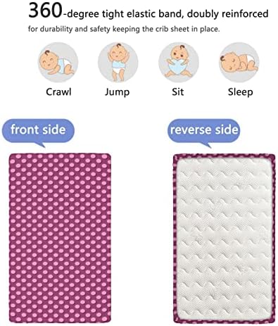 Ružičaste polka točkice s tematskim plahtama s mini krevetićima, prijenosni mini krevetići s plahtama za malu madracu od madraca za