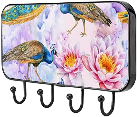 Guerotkr zidne kuke, viseće kuke, ljepljive kuke za visenje, ružičasti cvjetni paunski uzorak ptice za ptice