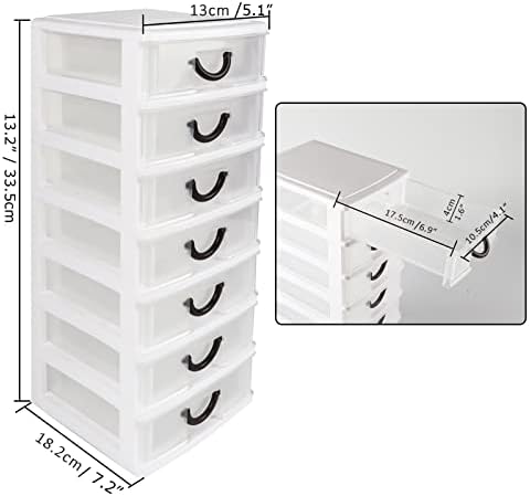 Rempry 7.1 x5.1 x13.2 mini organizator kutija za pohranu spremnika sa 7 čistih ladica za radnu površinu, bijela