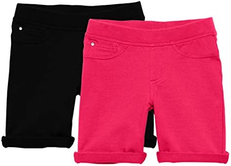 Kratke hlače za djevojčice-2 pakiranja dječjih pletenih bermudskih kratkih hlača s 5 džepova za proljeće ili ljeto