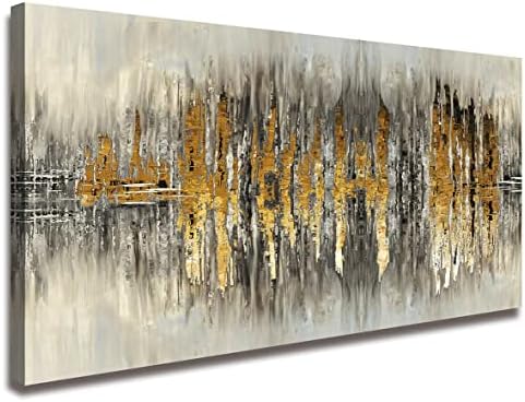 Siva i zlatna apstraktna zidna umjetnička slika Print umjetnička djela 1 komadi ispruženi i uokvireni moderni smeđi zidni dekor platno