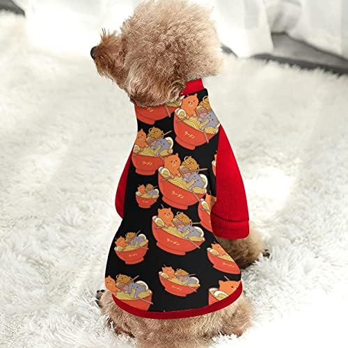 FunnyStar Kawaii Cat Japanski ramen -rezanci Print tweamring za kućne ljubimce s puloverom od pulovera za runo za pse Mačka s dizajnom