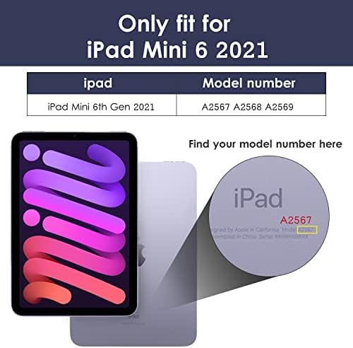 DTTO za iPad Mini 6 Case 2021, Premium svileni uzorak vitka trifold stajalište [Podrška 2. Gen Apple Punjenja olovke] - Smart Auto