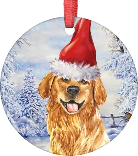 Božični ukrasi božićni ukrasi Zlatni retriver pas koji nosi Djeda šešir božićni ukrasi božićno drvce ukrasi ukrasi ukrasi božićni blagdanski