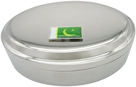Tanko obrubljena pakistanska zastava privjesak ovalni sitnicu nakit