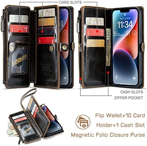 Torbica-novčanik Defencase za iPhone 14 Plus, torbica-novčanik za iPhone 14 Plus za žene i muškarce, Starinski kožni magnetski torbica-knjižica