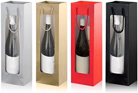 Vrećice za vino s prozirnim prozorom, poklon vrećice za vino od 24 kom s ručkama za jednu bocu, vrećice za vino i boce u 4 boje, vrećice