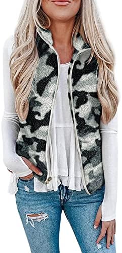 Nokmopo jakna žene ženske dame džepni patentni zatvarač plišana provjera kravate leopard print prsluk prsluk jakna zimske jakne za