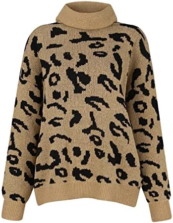 UODSVP ženski pulover džemperi labavi fit leopard print džemperi u boji blok pleteni džemperi vrhovi džemperi 2023