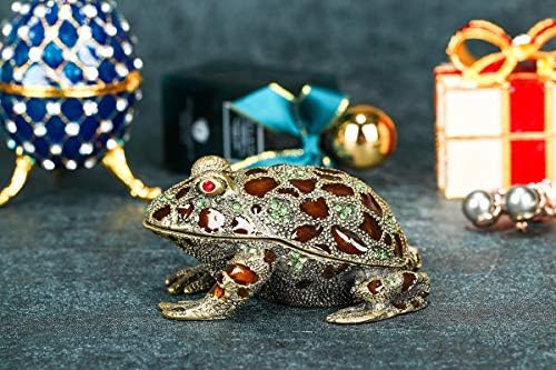 Ruidoz Animal Trinet Box držač prstena Mala figurica žabe za naušnice Poklon 3 x 3,7 x 1,5 inča-0936RZ