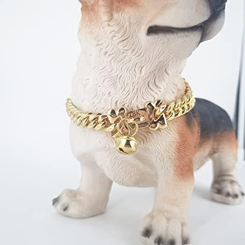 18K Ugravirani pseći ovratnik Zlatni metal od nehrđajućeg čelika s zaključavanjem kostiju od 14 mm zlatni veliki pas luksuzni ovratnik