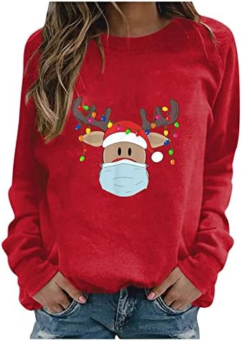 Safeydaddy ženske predimenzionirane božićne dukserice, hoodie etnički grafički pulover tiskane majice pulover dugih rukava