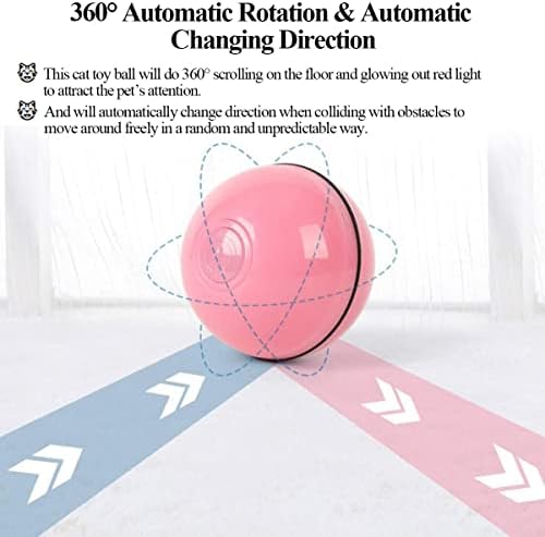 Interaktivne mačke igračke lopta s LED svjetlom, 360 stupnjeva automatski rotirajuća inteligentna lopta, pametna USB punjiva predenje