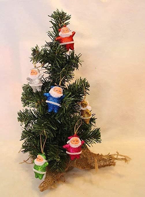 Dekoracije božićnog drvca: Višebojni Djed Mraz viseti | Božićno drvce Viseće Djeda Mraza | Pakovanje od 6 | Ukrasi za božićno drvce
