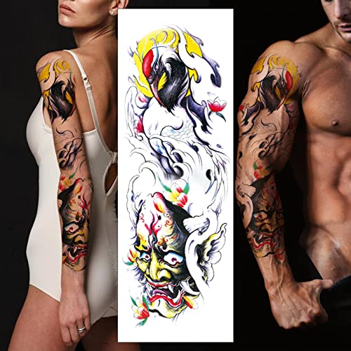 Privremena tetovaža, dizalica demon s uzorkom seksi 3D lažne naljepnice za tetovaža izuzetno velika vodootporna tetovaža, puna ruka