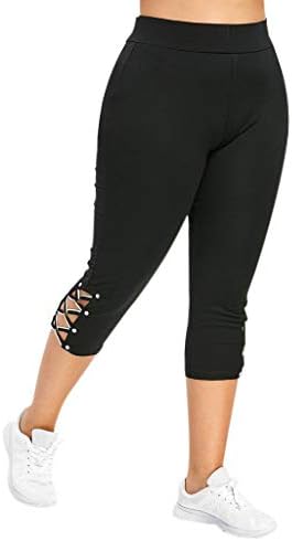 Mikey Store plus veličine Capri gamaša s džepovima za žene, aktivna rastezanja joga vježbanja Skulptura Sportske hlače za usjeve