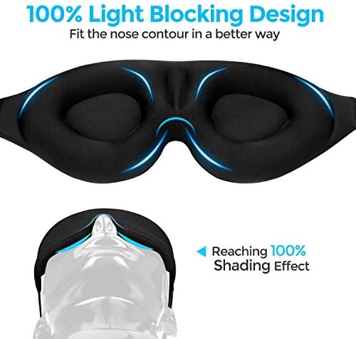 Ultralazna maska ​​za spavanje za bočni i stražnji spavači + super mekana maska ​​za opuštanje očiju za spavanje podstavljeno s memorijskom