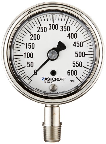 Ashcroft Duralfe Type 1009SW kućište od nehrđajućeg čelika suho napunjeni tlak, cijev od nehrđajućeg čelika i utičnica, 2-1/2 Veličina