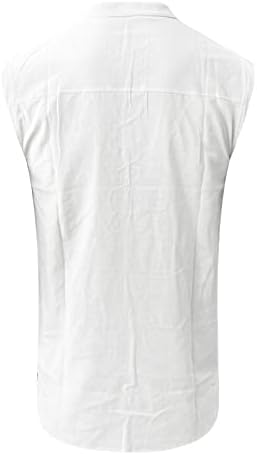 Muška modna ležerna obična košulja bez rukava s čipkastim ovratnikom od pamuka i lana prsluk kaput bez rukava muške majice