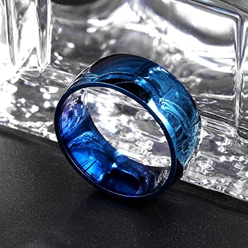 Koleso 8 mm plavi prstenovi za muškarce i žene Personalizirani prsten Prilagođeni prsten ugravirani prsten-75856