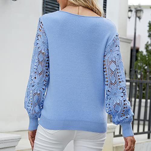 Ženski predimenzionirani džemperi Čvrsta boja V-izreza s dugim rukavima čipka SPICING TOP TOP PLEWER PULOVER džemperi
