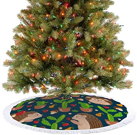 Smiješni ježevi Apple Cacti božićno drvce suknja crvena okrugla božićna suknja s obrubljenim rubom za unutarnje ukrase na otvorenom