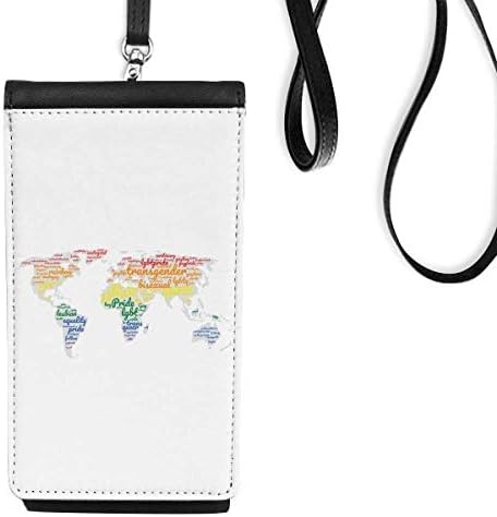 Global Map LGBT Rainbow Wordcloud Telefonska torbica za novčanik Viseća mobilna vreća Crni džep