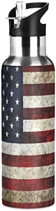 Alaza američka zastava Patriotska boca s vodom s slamnim poklopcima Dječaci, vakuum izolirano nepropusno nehrđajuće čelične sportove
