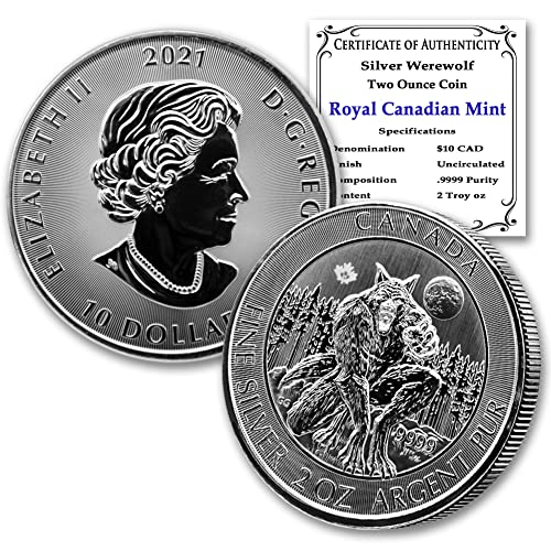 2021. CA 2 Oz Kanadski srebrni kovanica vukodlaka - Stvorenja serije North Brilliant necirkulirana s potvrdom o autentičnosti 10 USD