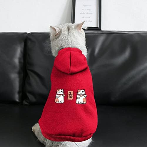 Lucky Cat Dog Hoodie dukserica s otiscima šešira pseća mačka odjeća Slatka zimska kostim za kućne ljubimce, crvena