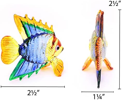 2,5 Visoka mala staklena tropska riba figurica - Kolekcionarska životinjska umjetnost - obojena ručno ispuhana obojena stakla minijaturni