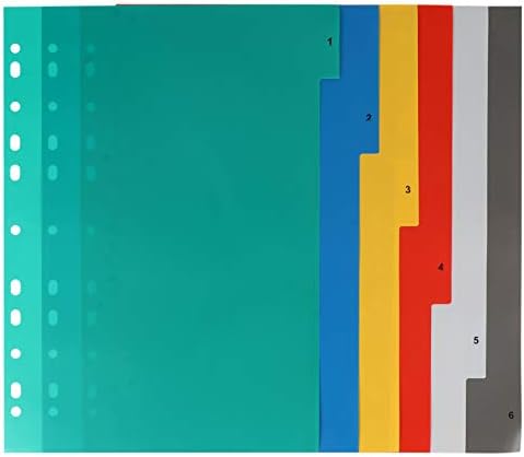 Razdjelnici za uvezivanje s karticama u boji, 6 umetnutih razdjelnika s rupama 11, plastični razdjelnik za papir, razdjelnici stranica