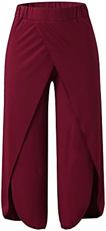 Usuming žene udobne hlače palazzo široke hlače za noge Ljetne hlače prozračne hlače Ljetne hlače s džepom