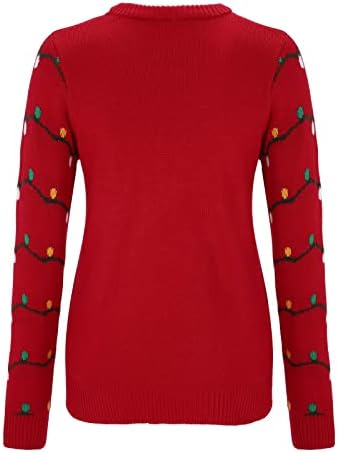 Ružni božićni džemper za žene Xmas posada geometrijski uzorak božićna obična boja pletena pulover