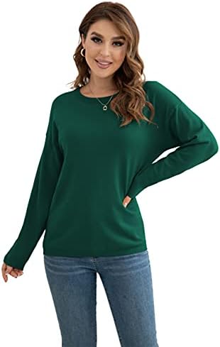 Viishow ženski pulover džemperi dugih rukava Pleteni posada za vrat džemper （malo trčanje veliko