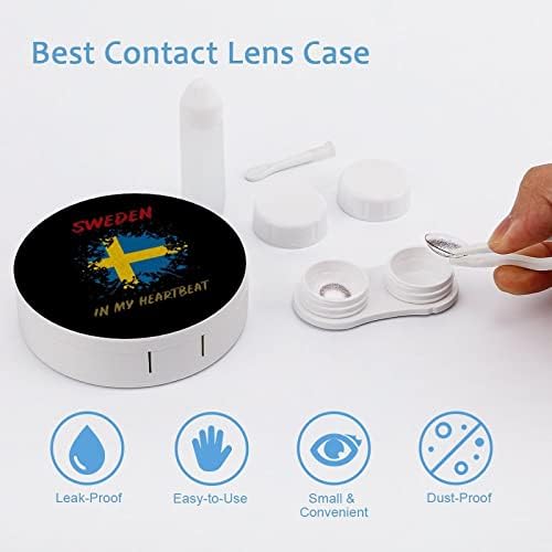 Švedska u mom otkucaju otkucaja putovanja kontaktne leće komplet prijenosnih kontaktnih leća kutija za skladištenje namočivanja s ogledalom