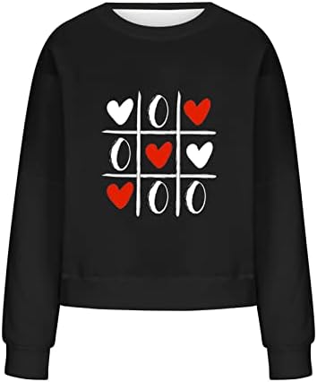 Žene Valentine Twishirts Dugi rukav pulover s puloverima Slatka srčana košulja gradijent Ramena grafički džemper