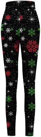 Božićne gamaše s visokim strukom za žene -puna dužina ženske gamaše slatke gmazove snježne pahuljice tiskane joga hlače u teretanama
